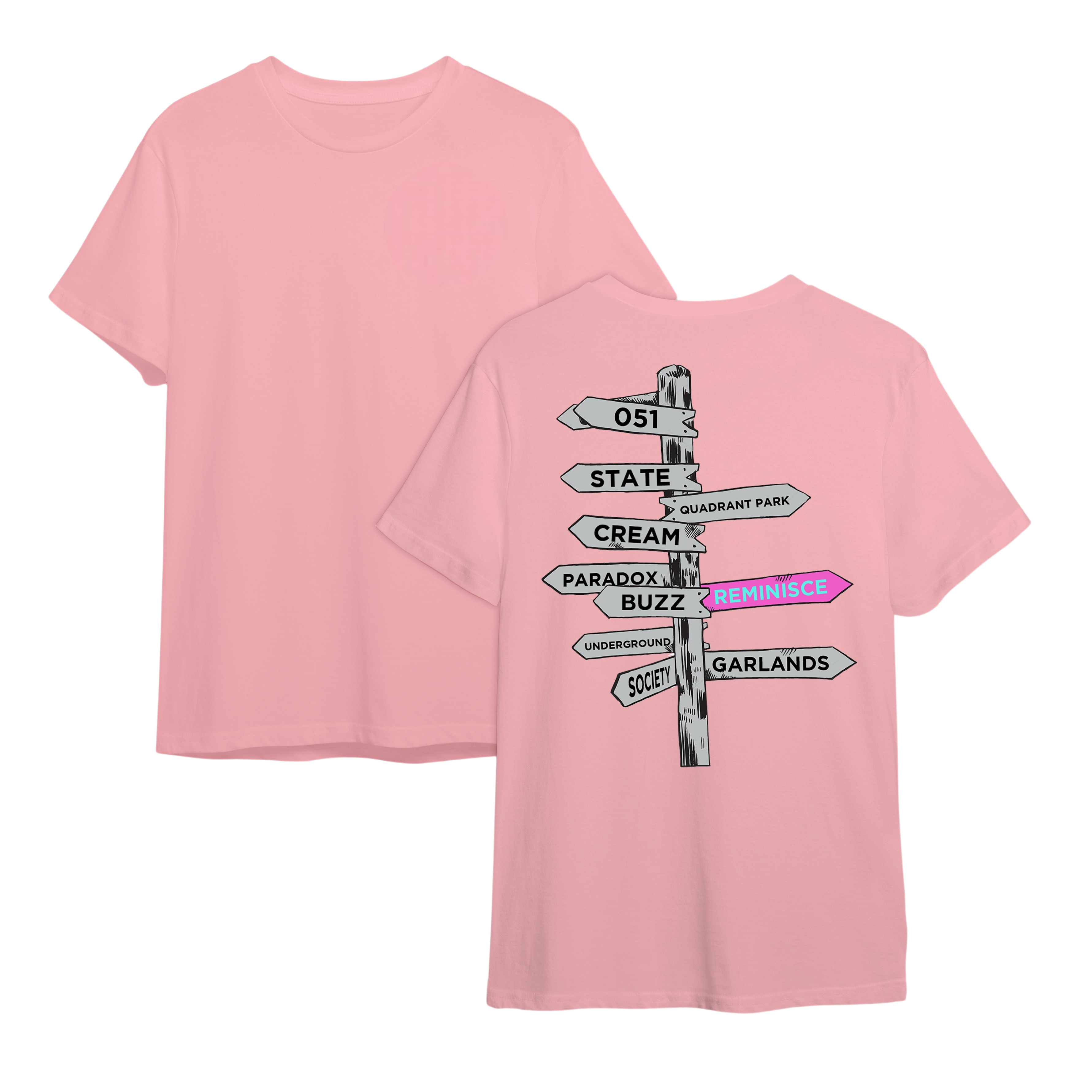 Sign Post T-Shirt - Light Pink
